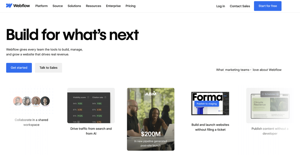 webflow-landing-page Webflow's landing page