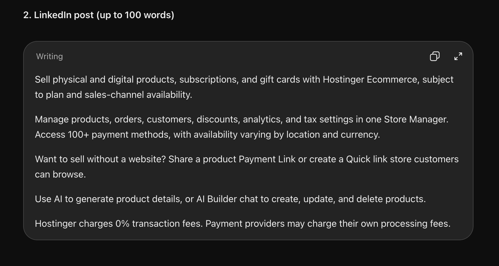 Adapted marketing content - LinkedIn post