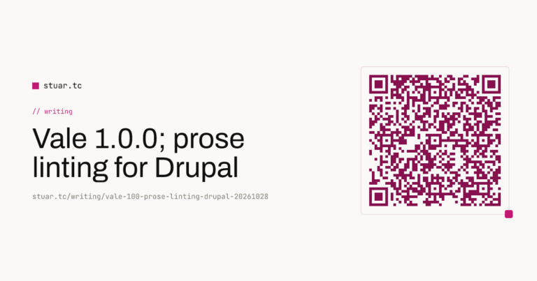 Stuart Clark (Deciphered): Vale 1.0.0; prose linting for Drupal